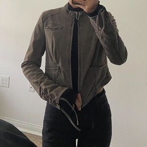 Free people crop jacket with lace cuffs